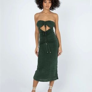 Callie Strapless Midi Dress Green - US 2 / Green